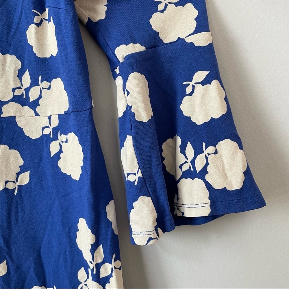 Boden Miriam Blue & White Floral Bell Sleeve Tunic Mini Dress - Picture 3 of 6